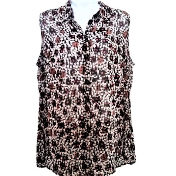Lane Bryant Blouse Sleeveless Top Reptile Print Sheer High Low Hem Size 14 - Picture 1 of 5